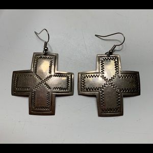 Sterling silver made in Mexico cross earrings